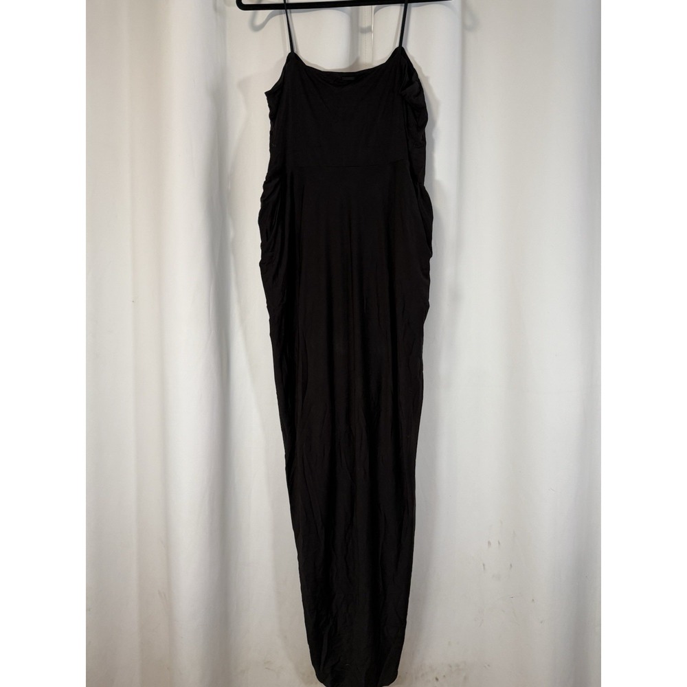 ALLSAINTS Dress sz 12 Aurelia Black Empire Waist Pleated Draped Skirt Sweetheart - Picture 6 of 10